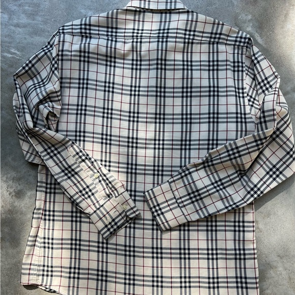 Burberry Beige and Black Plaid Button Down Shirt - Picture 8 of 12